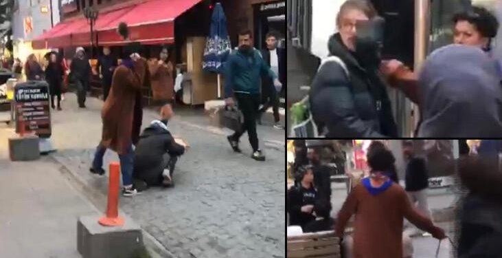 Çantasıyla herkese saldırdı, vatandaşlar neye uğradığını şaşırdı