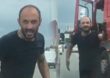 TIR şoförü dehşet saçtı! Geri gelerek otomobili ezmeye çalıştı
