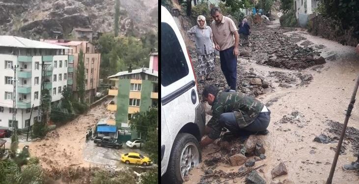 Yusufeli’nde dereler taştı, yollar çamurla kaplandı